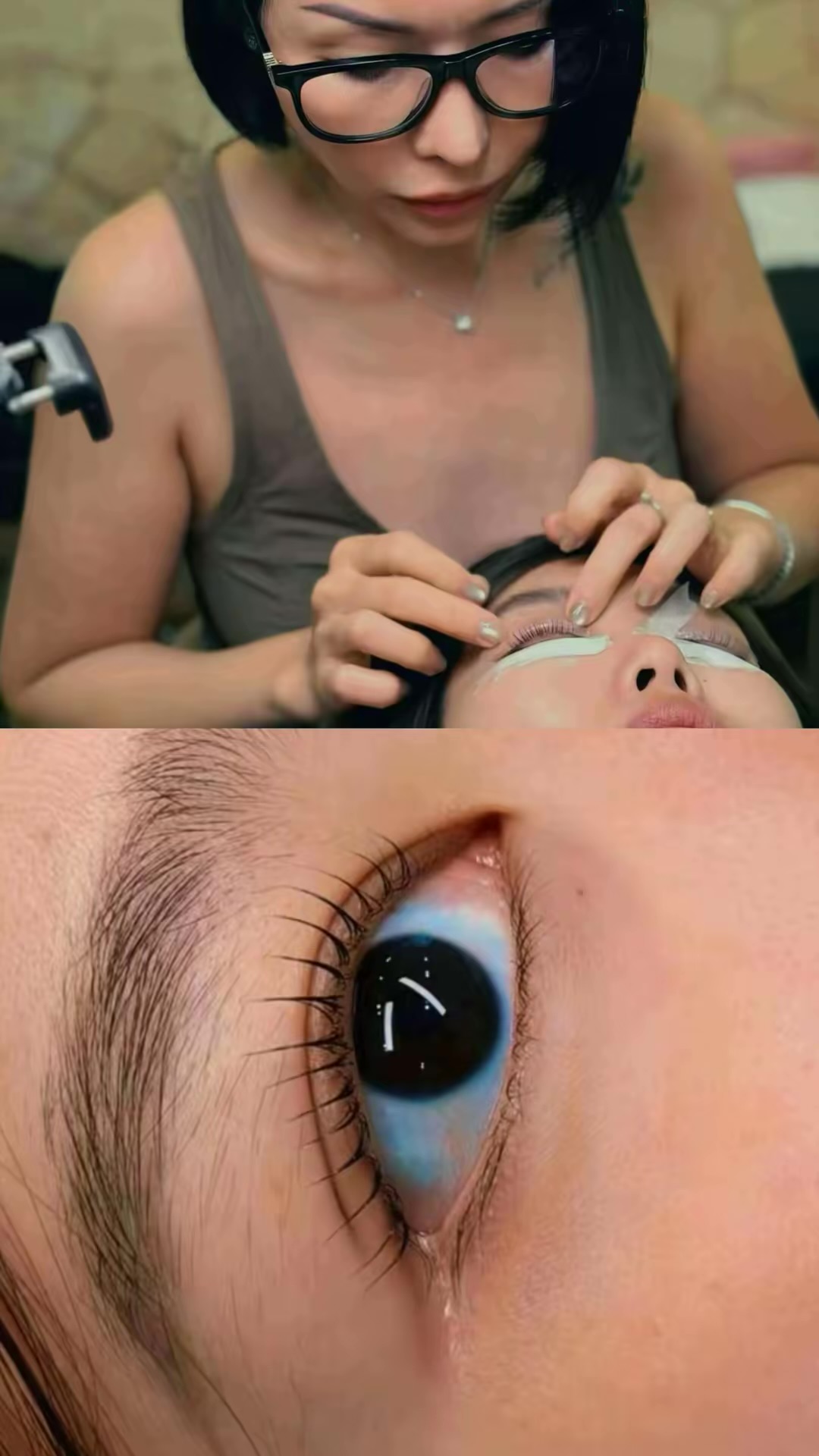 Vy performing a professional lash lift with the finished result